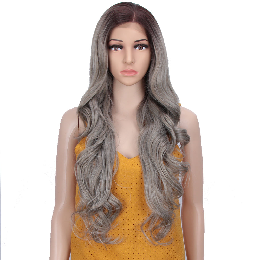 NOBLE Easy 360 Synthetic HD Lace Frontal Wig | 28 Inch Long  Wavy Streel Color Wig | Queen - Noblehair