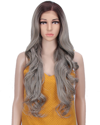 NOBLE Easy 360 Synthetic HD Lace Frontal Wig | 28 Inch Long  Wavy Streel Color Wig | Queen - Noblehair