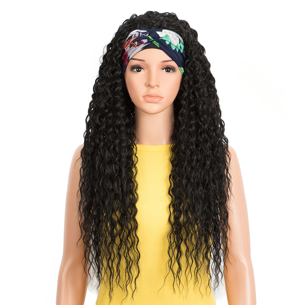 NOBLE Synthetic Curly Headband Wigs | Super Soft Long Curly Wig | 29 Inch Headband Wigs Kelly