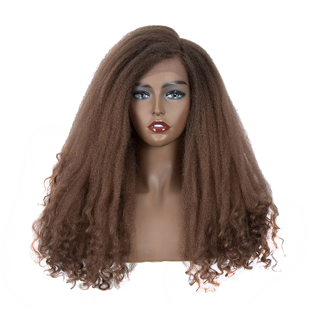 NOBLE MAKER Synthetic Lace Front Afro Dreadlock Wig | 21 inch Instant Weave 6 inch Side Lace Part Brown Wig - Noblehair