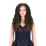NOBLE GODDESS Synthetic 4*4 Lace Frontal Faux Locs Braids Wigs With Bangs Baby Hair Pre-Plucked | 24 inch Goddess Locs Wig - Noblehair