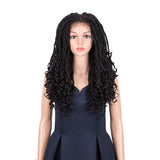 NOBLE GODDESS Synthetic 4*4 Lace Frontal Faux Locs Braids Wig | 24 inch Goddess Locs Wig | Natural Black - Noblehair