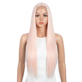 NOBLE Synthetic 4.5 Inch Middle Part Lace Front Wigs丨28 Inch long straight Cream Pink Wig| Allure - Noblehair