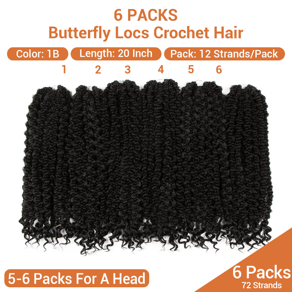 NOBLE New Butterfly Box Braids Crochet Hair | 20 Inch 6PCS Pre Looped Distress Locs Crochet Hair Extensions with Curly Ends | Colorful PASSION BRAIDS - Noblehair