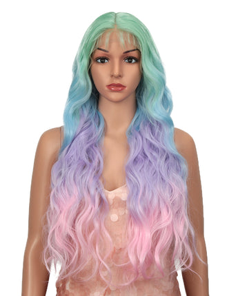 6*1 Inch Middle Lace 29 Inch long wave colorful wig | FREYAS