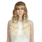 NOBLE Synthetic Long Wavy Wig with Bangs | 26 Inch Non Lace Loose wigs | Ombre Bright Blonde Color | CARLA - Noblehair