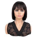 NOBLE Human Hair BOB Wigs with Bangs | Short bob Wigs for Black Women Colored Hair Wigs | ERIN Black Wig - Noblehair