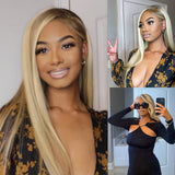 Flash Sale Customized Blonde Balayage on Brown Hair Transparent Lace Frontal Wig