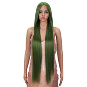 NOBLE Synthetic Lace Front Wigs |38 inch Super Long Straight Lace Wig Preplucked | GREEN Wig