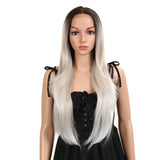 NOBLE Easy 360 Synthetic Lace Front Wig | 28 Inch Long Straight |Platinum | Agatha - Noblehair