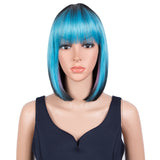 NOBLE Synthetic Bob Wig with Bangs for Women | 12 Inch Straight Colorful Bob Wig | Classic Bob Hairstyle MADDIE - Noblehair