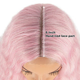 NOBLE Synthetic Lace Front Wig | 41 Inch Curly Wavy Lace Front Middle Part Wig HD Lace Wig | Light Pink Bohemian Wig - Noblehair
