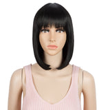 NOBLE Synthetic Bob Wig with Bangs for Women | 12 Inch Straight Colorful Bob Wig | Classic Bob Hairstyle MADDIE - Noblehair