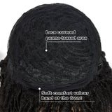 NOBLE Short Dreadlock Wig With Bangs | Free Part Afro Curly Braided Wigs | Synthetic Faux Locs Wig with Curly Ends - Noblehair