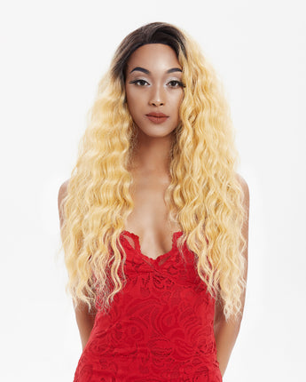 NOBLE 13*4 Synthetic Lace Frontal Wigs | 26.5 Inch Curly Wave Gold Blonde Wig | Willow - Noblehair