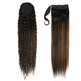 NOBLE Synthetic Ponytails for Women | Straight Clip in Ponytail and Curly Drawstring Ponytail |31 Inch Ponytails 2 Pieces/Pack - Noblehair