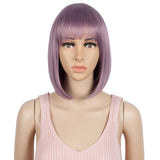 NOBLE Synthetic Bob Wig with Bangs for Women | 12 Inch Straight Colorful Bob Wig | Classic Bob Hairstyle MADDIE - Noblehair