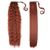 31 Inch Straight Curly Clip Curly Drawstring Ponytail Red Color pony tail 2 Pieces/Pack