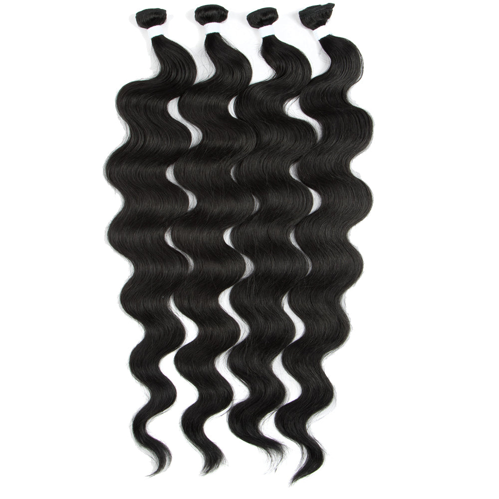 NOBLE Synthetic Hair Extensions | Hair Weave Bundles 4 Pieces | 30 Inch Body Wave Hair Bundles 5 Colors - Noblehair