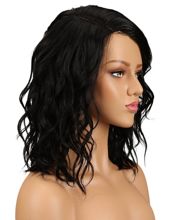 NOBLE Human Hair Lace Wig | 14 Inch Curly Lob | Single Color | Christy - Noblehair