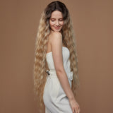 NOBLE Bohemian Synthetic Lace Front Wigs丨41 Inch Super Long Wavy Ash Blonde Wig - Noblehair