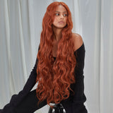 NOBLE FREYA Synthetic Lace Front Wigs |38 inch Long Wavy Wig Auburn Color Wig - Noblehair