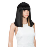 NOBLE Synthetic Behind Ear Dyed Hair Wig | 13 Inch Blunt Cut Bob Wigs with Bangs | Dyed Orange Color Behind Ear Avril - Noblehair