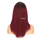 NOBLE Human Hair Lace Front Wig | 19 Inch Lob Straight Hair | Ombre Red | F Jennifer - Noblehair