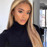 Flash Sale Customized Blonde Balayage on Brown Hair Transparent Lace Frontal Wig