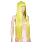 NOBLE Synthetic Non Lace Wig | 32 Inch long straight Wigs with Bangs | Lemon Color Wig JOYO - Noblehair