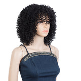 NOBLE Synthetic Afro Curly Wigs with Bangs | 12 Inch Short Kinky Curly Wig for Women | Changeable Shape Wig PINE - Noblehair