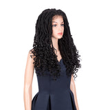 NOBLE GODDESS Synthetic 4*4 Lace Frontal Faux Locs Braids Wig | 24 inch Goddess Locs Wig | Natural Black - Noblehair