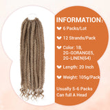 NOBLE New Butterfly Box Braids Crochet Hair | 20 Inch 6PCS Pre Looped Crochet Hair Extensions with Curly Ends | Colorful CRO-GINNY - Noblehair