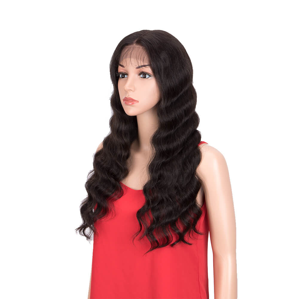 QVR Virgin Human Hair Middle Part Lace Wig Loose Body 10A