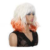 NOBLE Synthetic Non Lace Wig | Natural Wave 12 inches Short Curly BOB Hair Wigs | Ombre White Orange Wig GEMMA - Noblehair