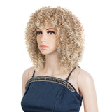 NOBLE Synthetic Afro Curly Wigs with Bangs | 12 Inch Short Kinky Curly Wig for Women | Changeable Shape Wig PINE - Noblehair