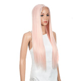 NOBLE Synthetic 4.5 Inch Middle Part Lace Front Wigs丨28 Inch long straight Cream Pink Wig| Allure - Noblehair