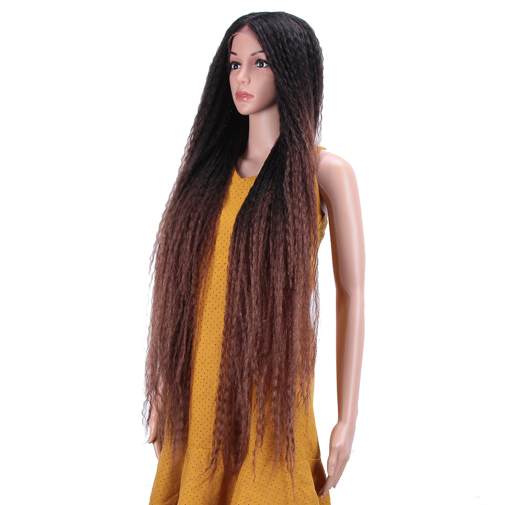 NOBLE Dreadlock Lace Front Wig | 38 inch Super Long Straight Braid Wig | Afro Kinky Curly Ombre Brown Wig for Black Women | Maxin - Noblehair