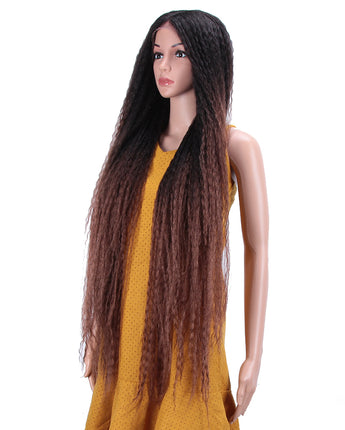 NOBLE Dreadlock Lace Front Wig | 38 inch Super Long Straight Braid Wig | Afro Kinky Curly Ombre Brown Wig for Black Women | Maxin - Noblehair