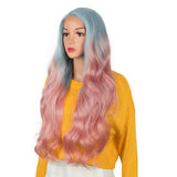 NOBLE Synthetic Lace Front Wig | 29 Inch Body Wavy Lace Front Side Part Wig HD Lace Wig | Fog Pink Color Arika - Noblehair