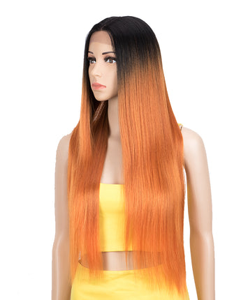 NOBLE Synthetic Lace front Middle Part Wig | 30 Inch long straight Wig | Ombre Green Color Wig HEADLINE - Noblehair
