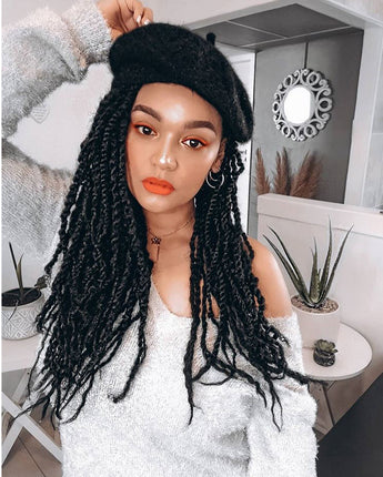NOBLE Bomb Twist Crochet Hair | 24 inch 6PCS Pre Looped Crochet Extensions Hair with Curly Ends | Natural Black CRO-FOXY TWIST - Noblehair