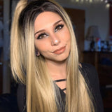 NOBLE Quinn 4*4 Synthetic Lace Wigs丨27 Inch Long Straight Wig like human hair丨Ash Blonde - Noblehair