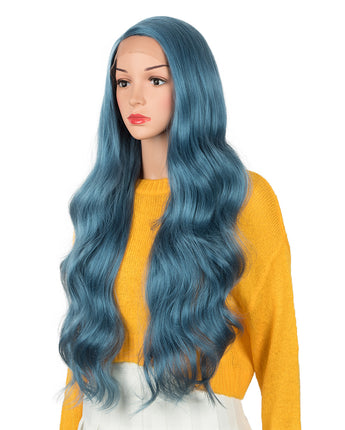 NOBLE Synthetic Lace Front Wig | 29 Inch Body Wavy Lace Front Side Part Wig HD Lace Wig | Fog Blue Color Arika - Noblehair