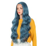 NOBLE Synthetic Lace Front Wig | 29 Inch Body Wavy Lace Front Side Part Wig HD Lace Wig | Fog Blue Color Arika - Noblehair