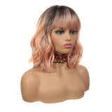 NOBLE Synthetic Non Lace Wig|Natural Wave 12 inches Short Curly BOB Hair Wigs|Rose Pink Wig GEMMA - Noblehair