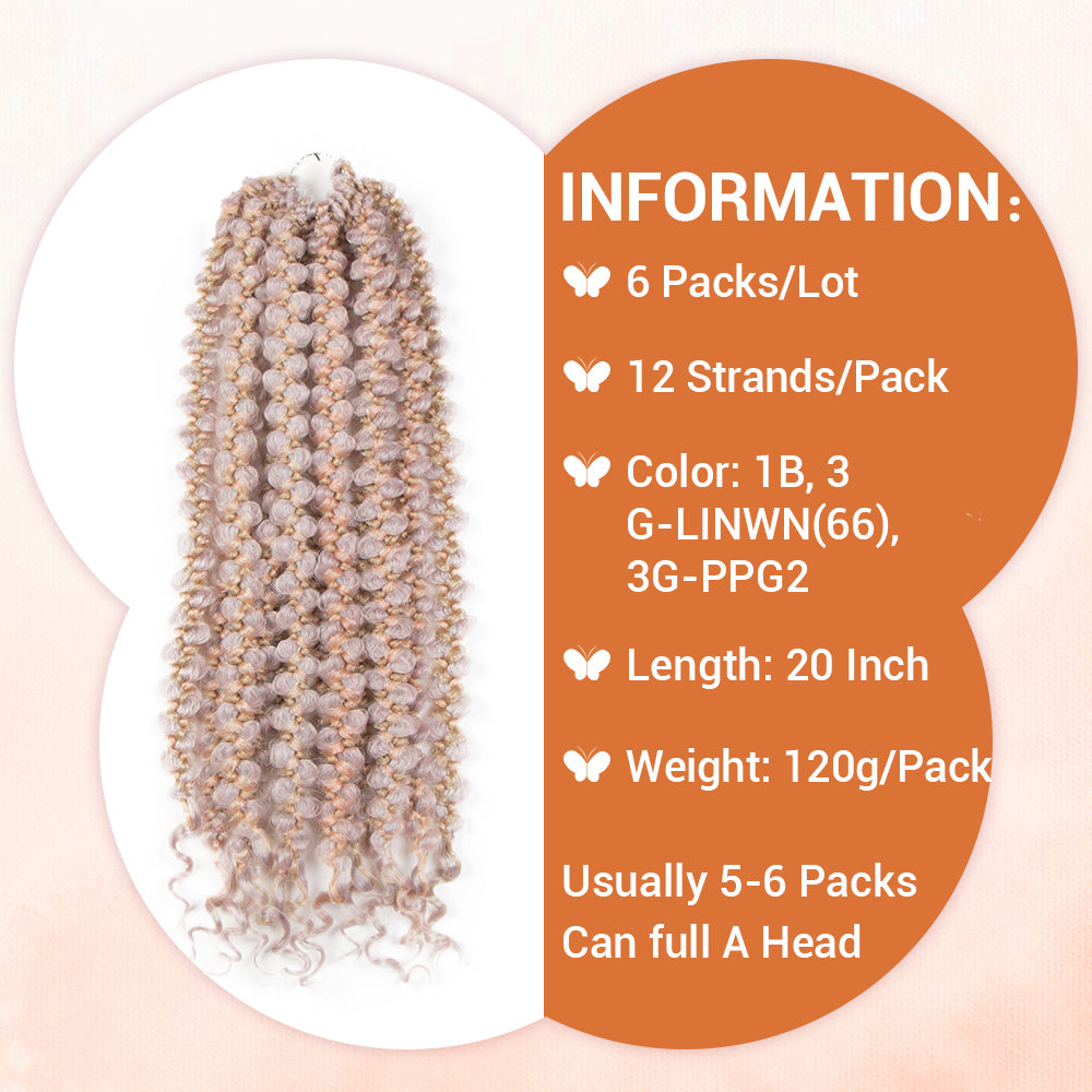 NOBLE New Butterfly Box Braids Crochet Hair | 20 Inch 6PCS Pre Looped Distress Locs Crochet Hair Extensions with Curly Ends | Colorful PASSION BRAIDS - Noblehair