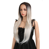 NOBLE Easy 360 Synthetic Lace Front Wig | 28 Inch Long Straight |Platinum | Agatha - Noblehair
