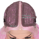 NOBLE Synthetic Lace Front Wig | 41 Inch Curly Wavy Lace Front Middle Part Wig HD Lace Wig | Pink Bohemian Wig - Noblehair