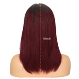 NOBLE Human Hair Lace Front Wig | 16 Inch Lob Straight Hair | Ombre Red  | F Page - Noblehair